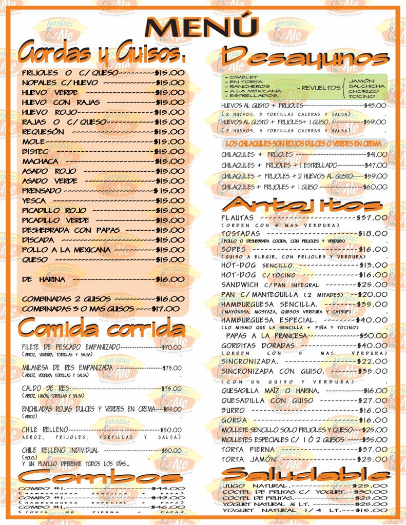 Carta de ANTOJITOS ALE — página 1